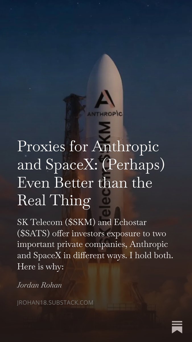 JordanRohan's tweet photo. Proxies for Anthropic and SpaceX: (Perhaps) Even Better than the Real Thing https://t.co/EnsYol7Ava https://t.co/UQj9oXO9oW