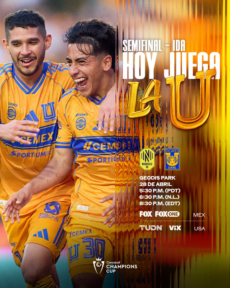 TigresOficial's tweet photo. 🗣️ ¡Hoy hay futbol, hoy los Tigres de México abrimos la serie de Semifinales en @TheChampions y vamos con la garra de los Tigres por el primer paso al objetivo! 🔥

¡Vamos La U, carajo! 💪🏼🐯 https://t.co/tGvUvTYvD1