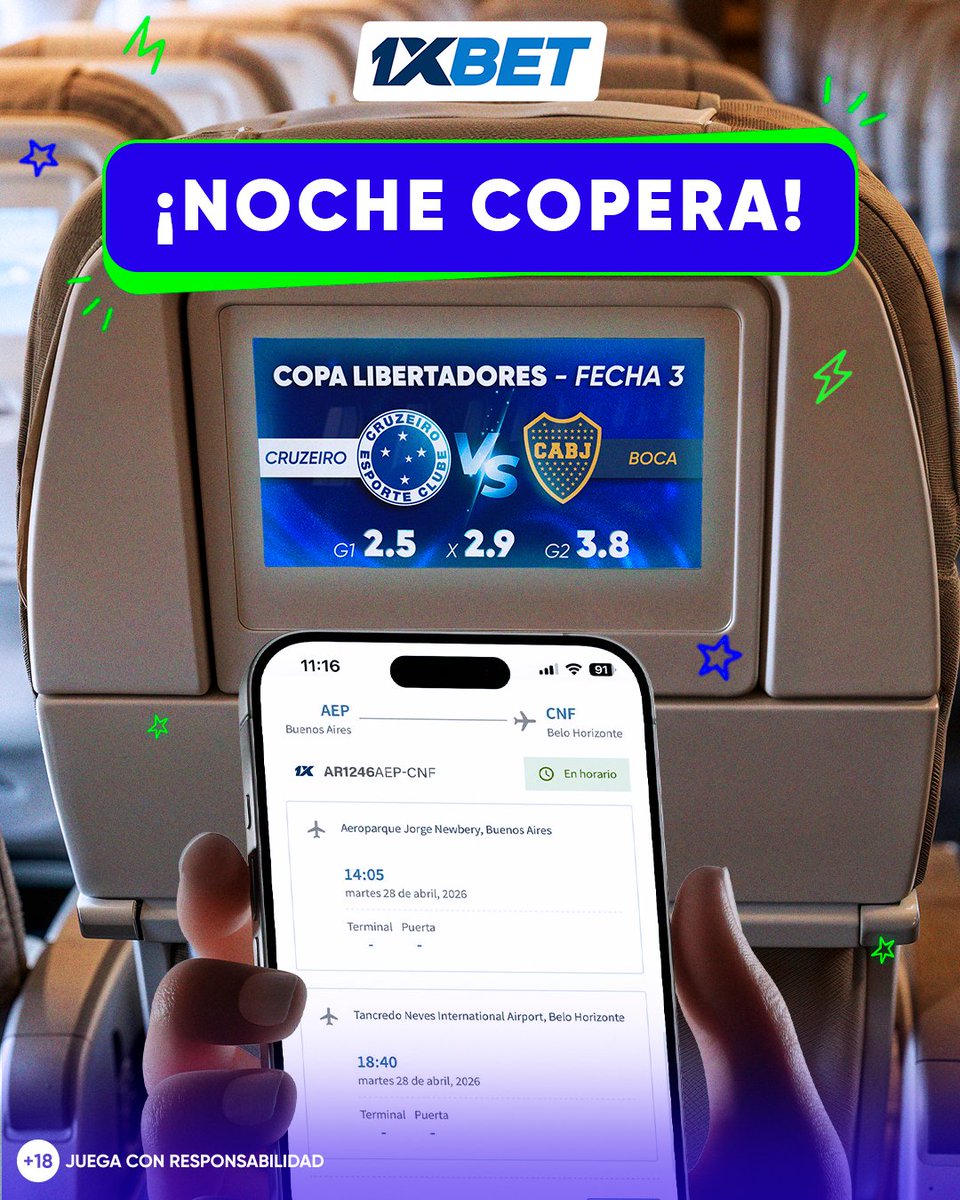 1xbet_arg's tweet image. ¡Noche de #CopaLibertadores en Brasil! ✈️🇧🇷

#Boca visita Belo Horizonte para enfrentarse a #Cruzeiro en un duelo clave del Grupo D 🔥

¿Podrá el Xeneize mantener el invicto? 👉 1x-sports.com/cruvsboc