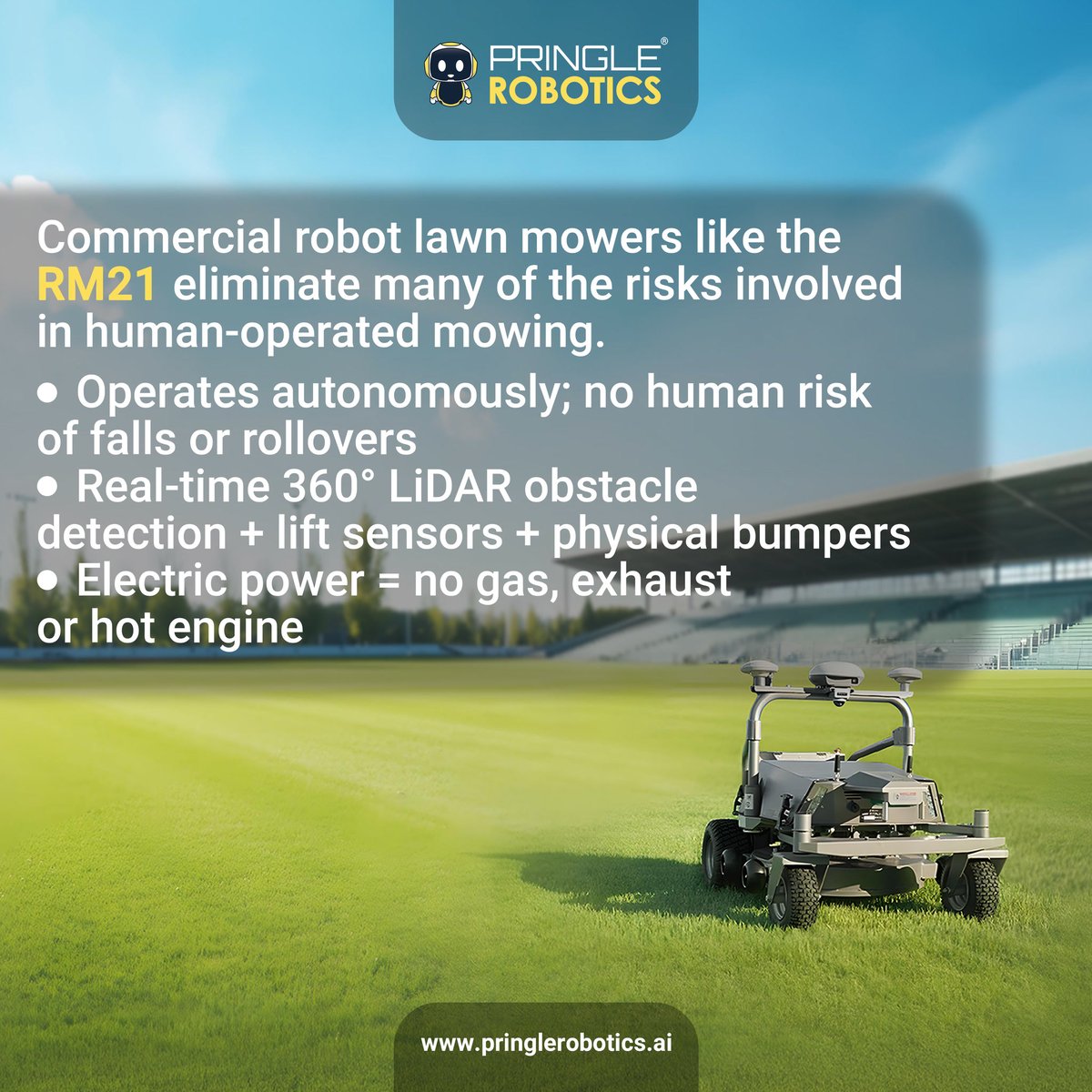 PringleRobotics's tweet photo. On #WorldDayforHealthandSafetyatWork, we're looking at the benefits of new commercial-grade robotic lawn mowers not just better for the environment, but safer for people too.

#PringleRobotics #lawnmower #robolawnmower https://t.co/SjnHgZmEm5
