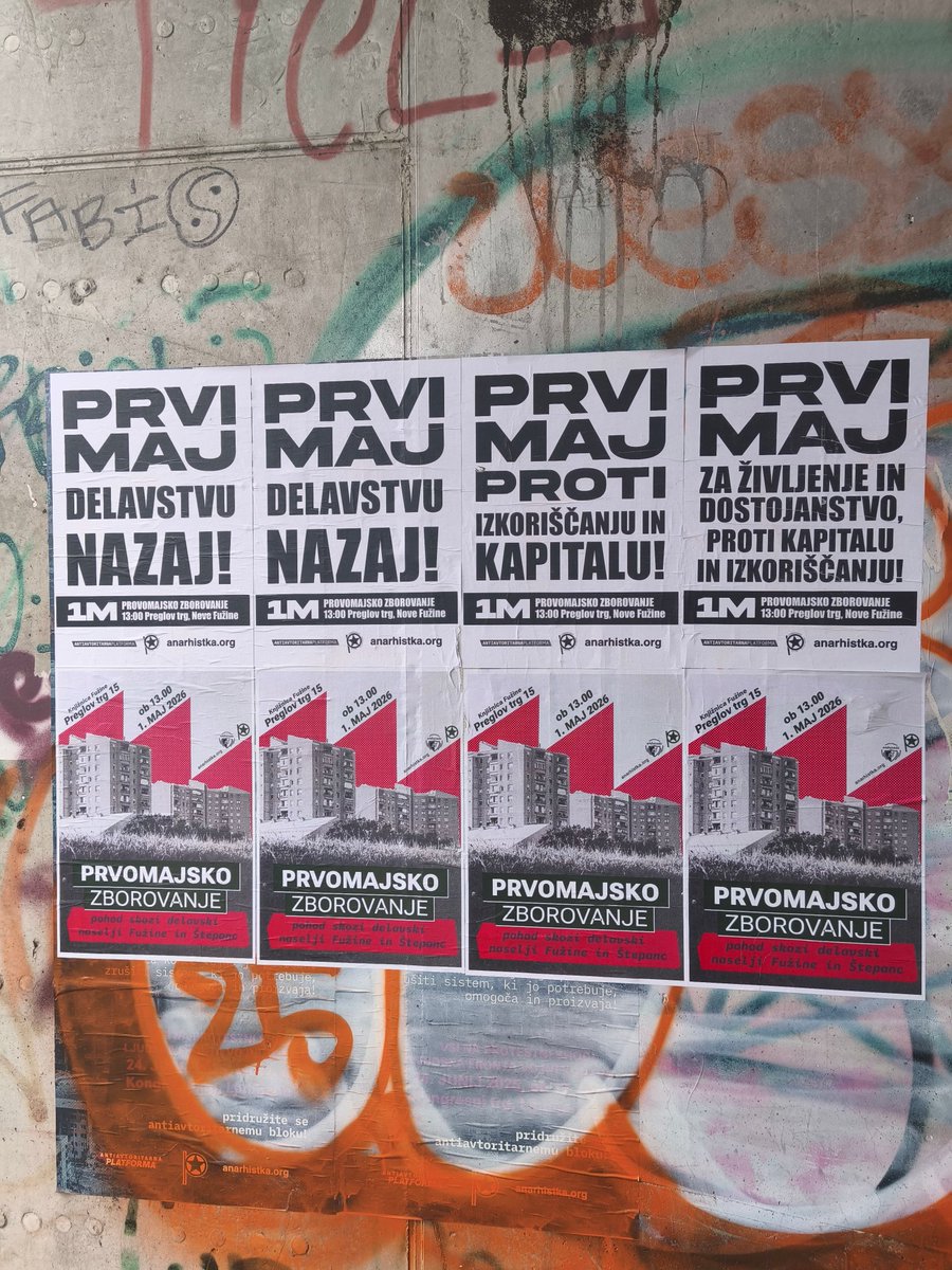 Ainfoshop's tweet photo. #1M2026 "First of May for life and dignity – against capitalist wars and exploitation!" #Ljubljana

#globalmayday
#globalmayday2026 https://t.co/dXlQ48zqG6