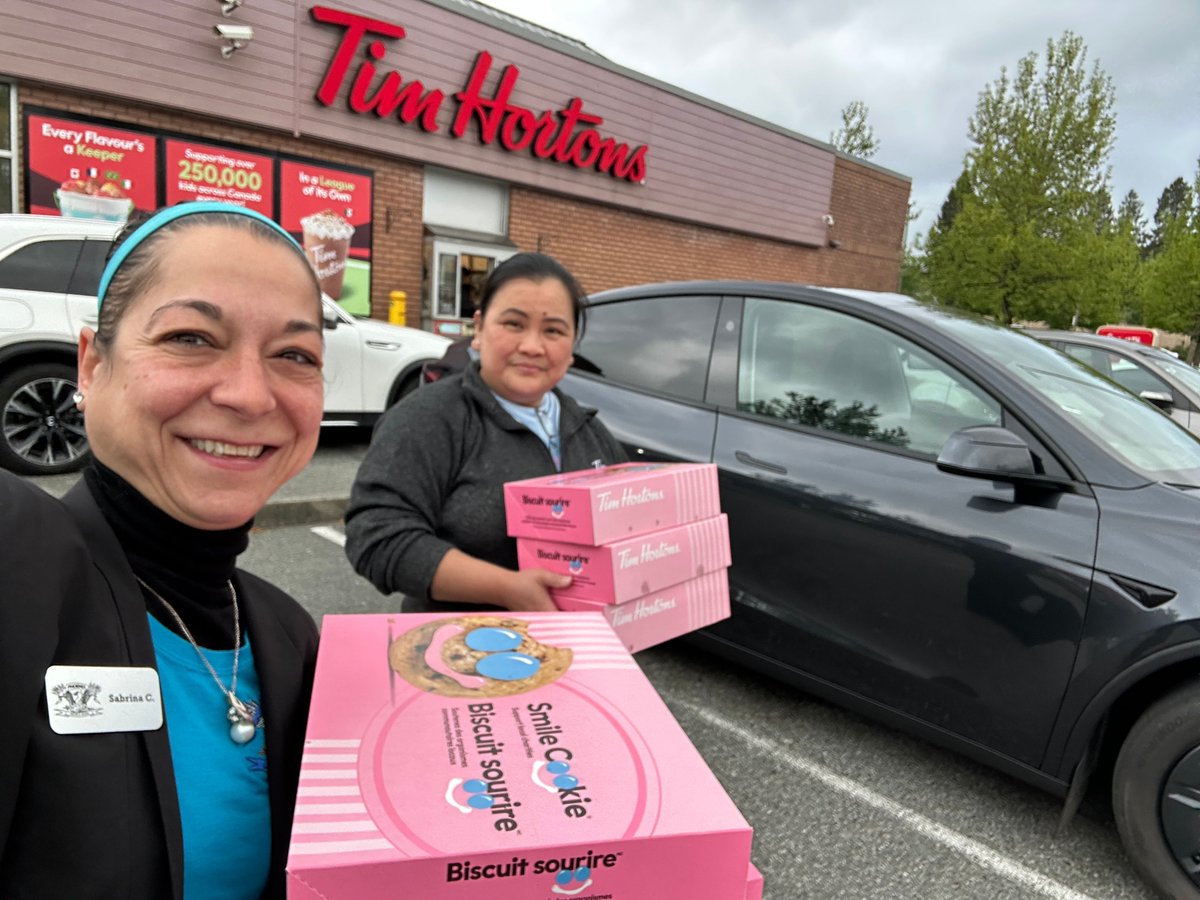 PoCoFoundation's tweet photo. What a great kick-off to the Smile Cookie Week. Thank you to everyone who came out to a PoCo Tim's just to buy smile cookies, or spontaneously added one or more to their order in support of the PoCo Foundation and @ERHF! A glimpse into a handful of smiles https://t.co/YJu3wQpQAC https://t.co/SLW5nDQr8s