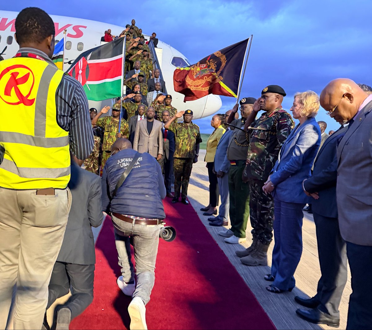 Monica_Juma_'s tweet photo. At 18:30 Haiti time yesterday, the last and final contingent of Ken-Pol to the UNSC- mandated Multinational Security Mission lifted off the ground at Toussaint Louverture International Airport (PAP) on a special KQ home bound flight.  
 
The officers, having been in theatre for 22 months, served diligently, with valour and fidelity to their mandate, and have earned our country a place of pride among the community of nations. Importantly, they have lit a candle of hope for our sisterly nation of Haiti and laid a foundation for the next phase of its stabilization. 
 
I am proud to have chaired the interagency working group on Haiti. Congratulations team, for a mission well executed and accomplished.  
 
Our national carrier, KQ - the Pride of Africa has been an invaluable partner in this mission, conveying our officers both ways…Today, at 18:28 she touched down at JKIA having conveyed the Force Commander and his troops back home!  asanteni sana! 
 
His Excellency the President @WilliamsRuto has provided the strategic guidance and unwavering support to the Kenya led Multinational Security Support Mission to Haiti. 
 
MISSION ACCOMPLISHED! 
 
Hongereni Mashujaa Wetu…