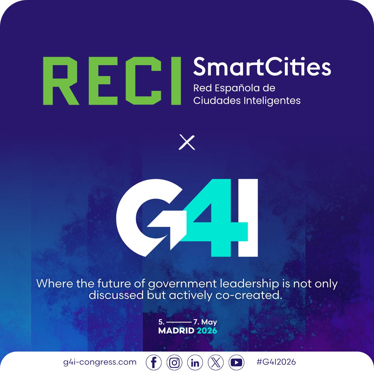 G4Icongress's tweet image. 🌆 Partnership Announcement: #G4I2026 &amp;amp; RECI 🌍

We’re proud to partner with @RedRECI, a leading network bringing together over 150 cities committed to building more sustainable, efficient, and livable urban environments.
#SmartCities #GovTech #DigitalTransformation