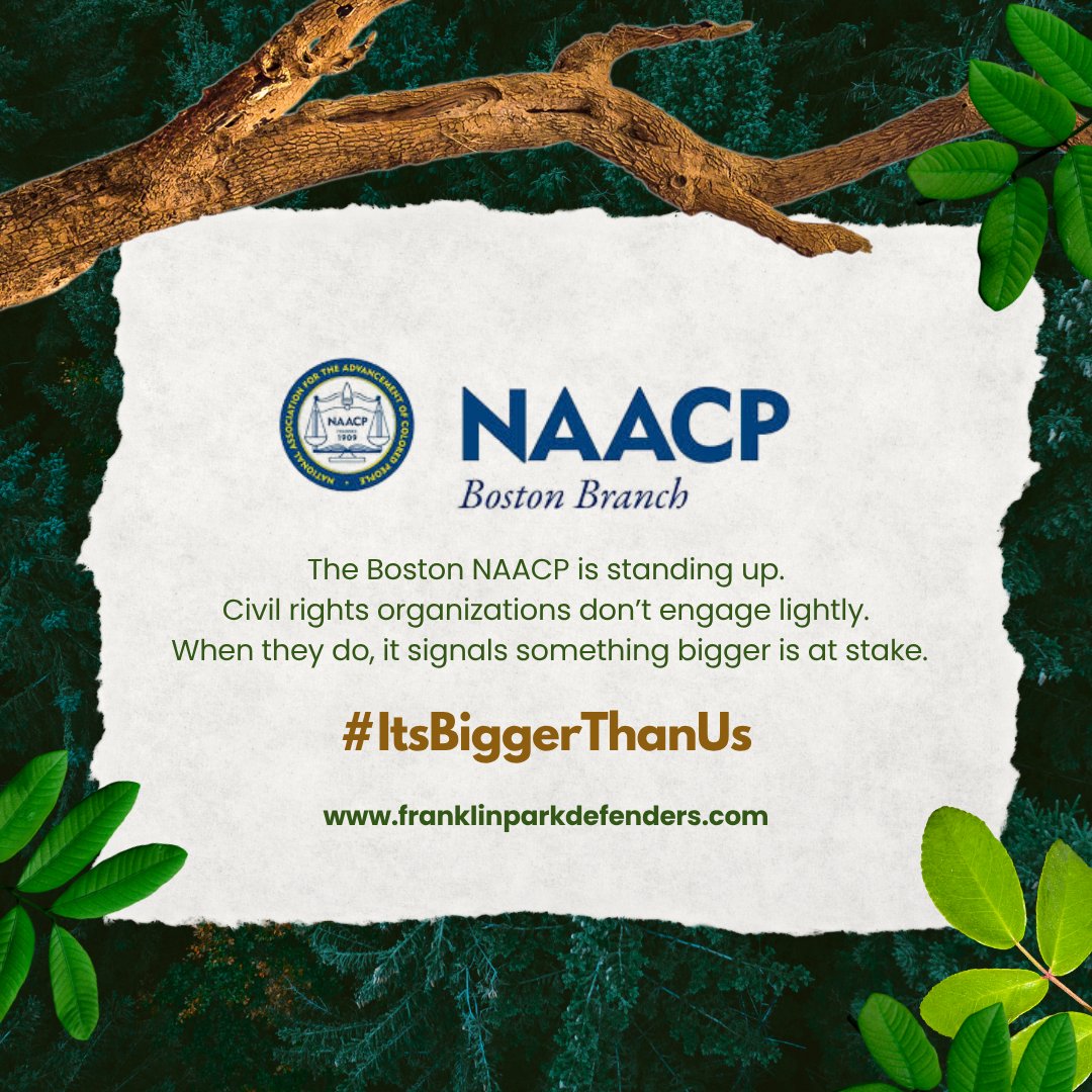 FPDefenders's tweet photo. The Boston NAACP is standing with us.

Civil rights organizations don’t engage lightly.
When they do, it signals something bigger is at stake.

#CommunityVoice #ItsBiggerThanUs https://t.co/ZKbU7NgjV4