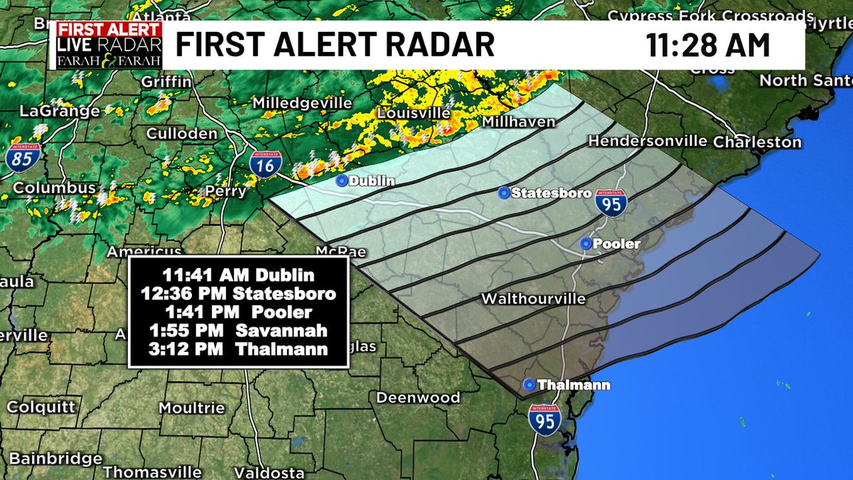 Tracking a line of showers and storms to our west.  The line is forecast to weaken as it moves into our area this afternoon.