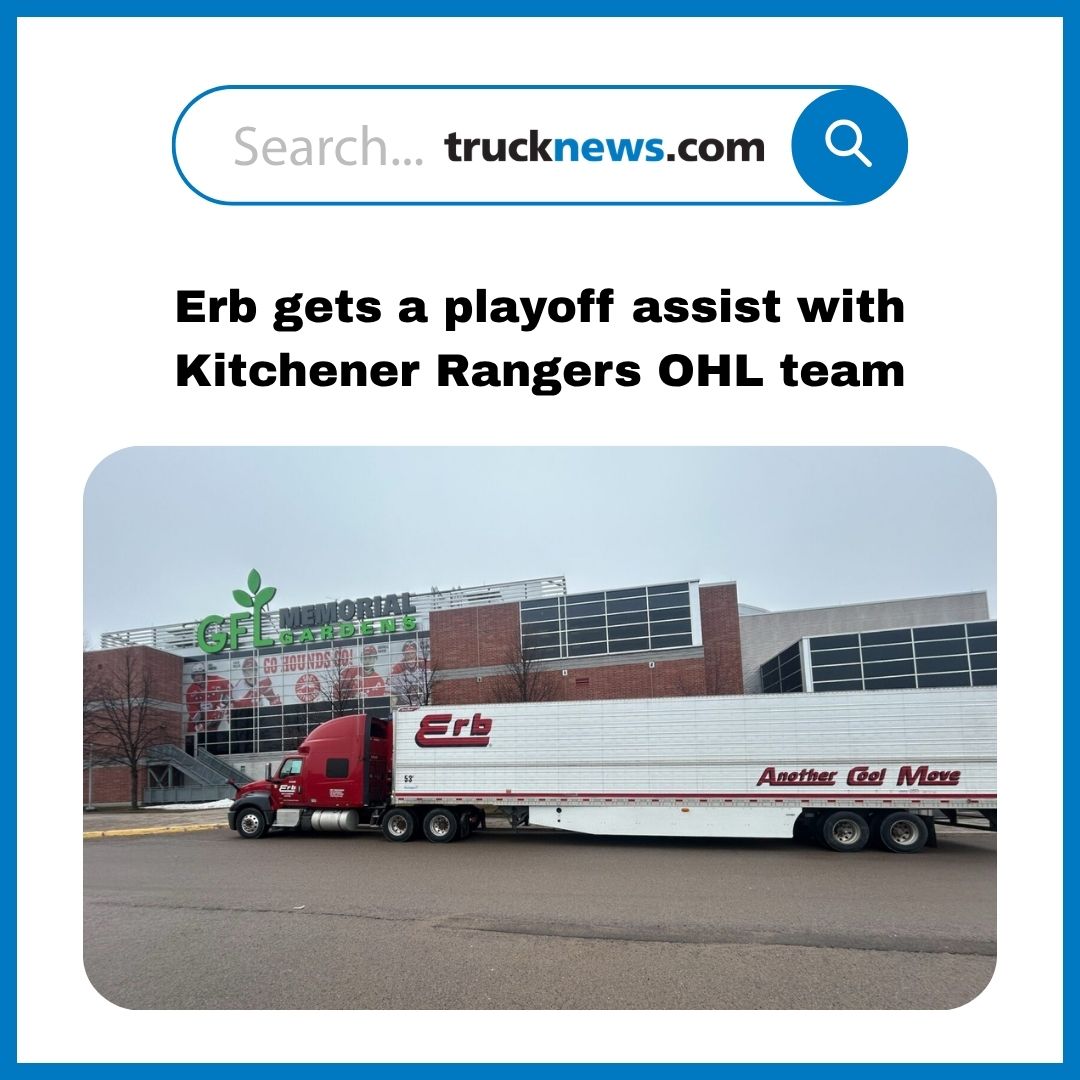 Todaystrucking's tweet image. Ontario’s @ErbTransport performed a last-minute, overnight #delivery run to ensure the local #hockey team, the @OHLRangers had their equipment in place for a game after a #trailer breakdown threatened to derail the team’s playoff schedule.
trucknews.com/transportation…
#trucking