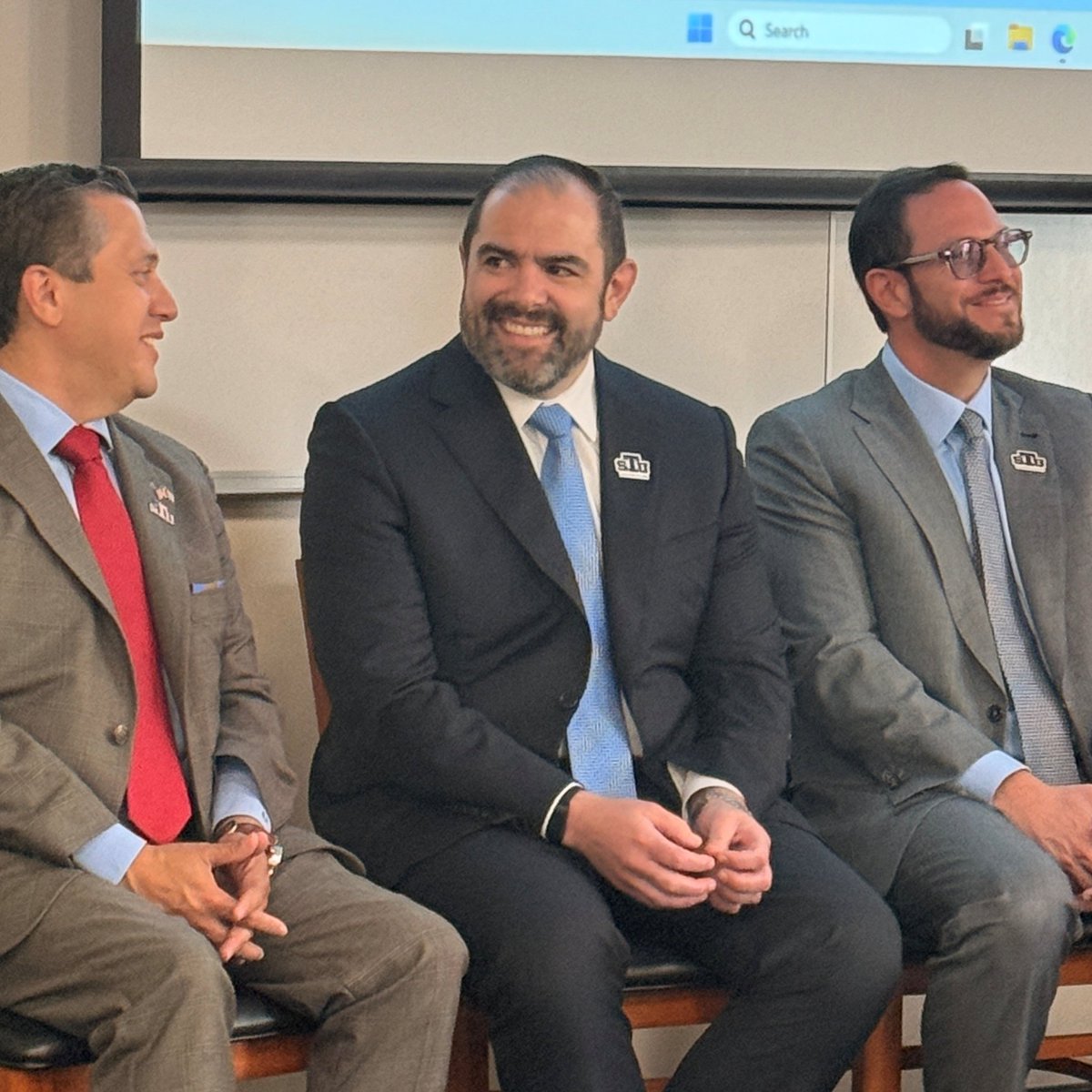 STFBCLaw's tweet photo. STFBC Partner Dax Bello spoke with @StThomasLaw  students about leadership alongside Javier Ley-Soto and Jorge Fors. “Don’t sell your soul for a seat at someone else’s table. Build your own.” https://t.co/xmERTzwaMQ