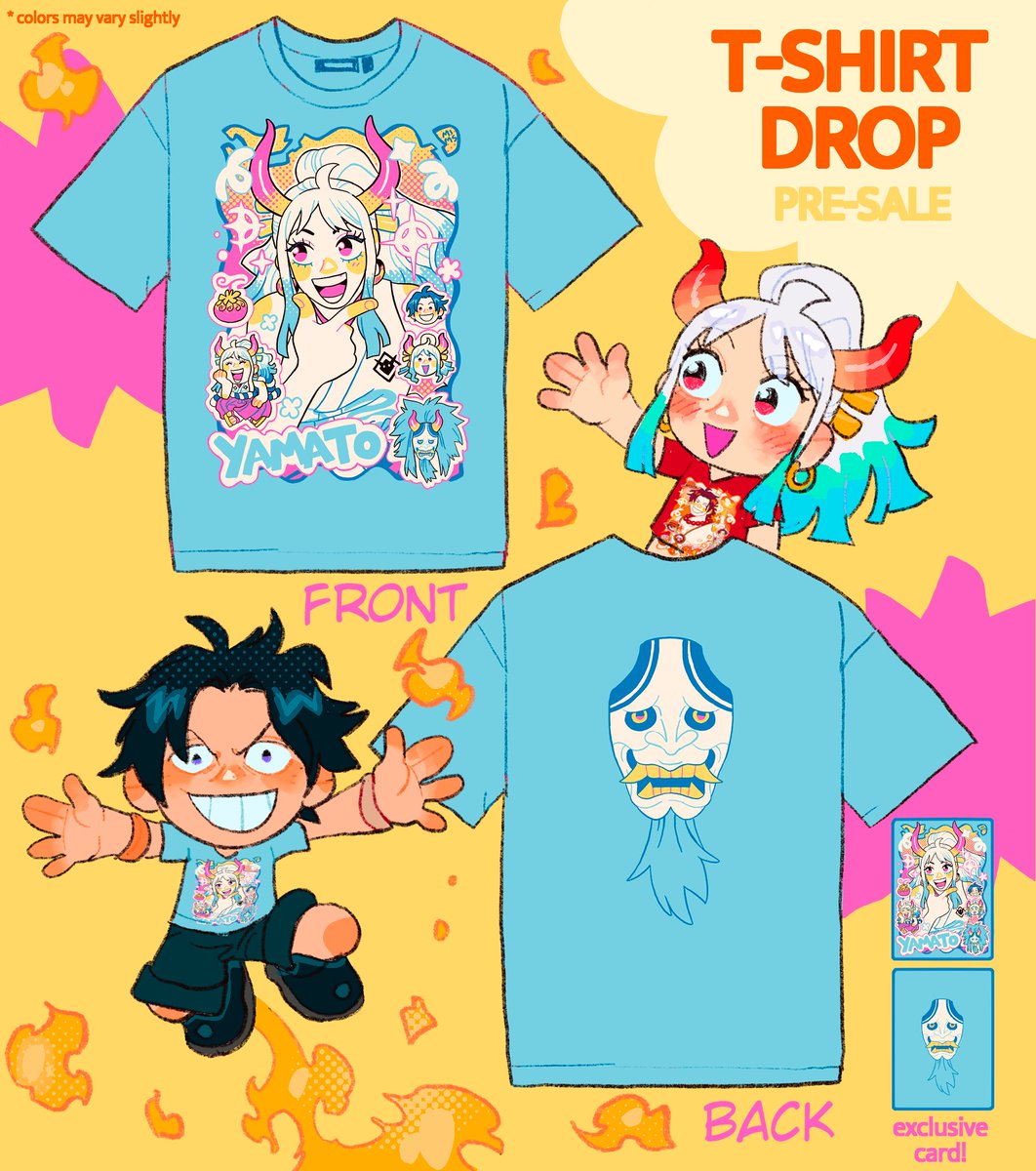 mimscosara's tweet image. YAMATO T-SHIRT DROP 🐕☁️👹✧｡٩(ˊᗜˋ )و✧*｡

6 sizes available: S, M, L, XL, 2XL n' 3XL.

• t-shirt + exclusive card

ko-fi.com/s/65a465c0b1

📆 The end of the pre-order ends on May 18th!!

Shares are super appreciated 💖
.
.
.
#preorder #merch #tshirt #yamato #onepiece