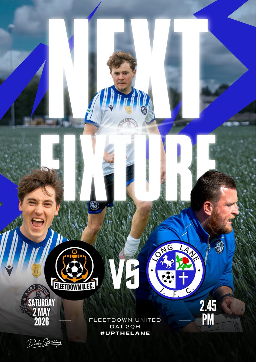 LL1sts's tweet photo. Our final away day of the season. We travel to Fleetdown United. Lets bring the three points home!

#UpTheLane #LongLaneJFC #StrongerTogether
@KCFL1516 @NonLeagueCrowd

Graphics by @DukeStribbling https://t.co/zuUTpwAuga
