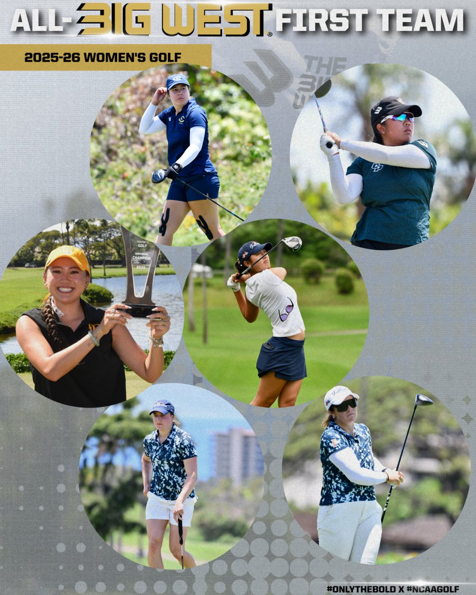 BigWestSports's tweet photo. ⛳🏅Meet the All-Big West first &amp; second teams!
#𝗢𝗻𝗹𝘆𝗧𝗵𝗲𝗕𝗼𝗹𝗱 x #NCAAGolf https://t.co/lFYNlQEurX