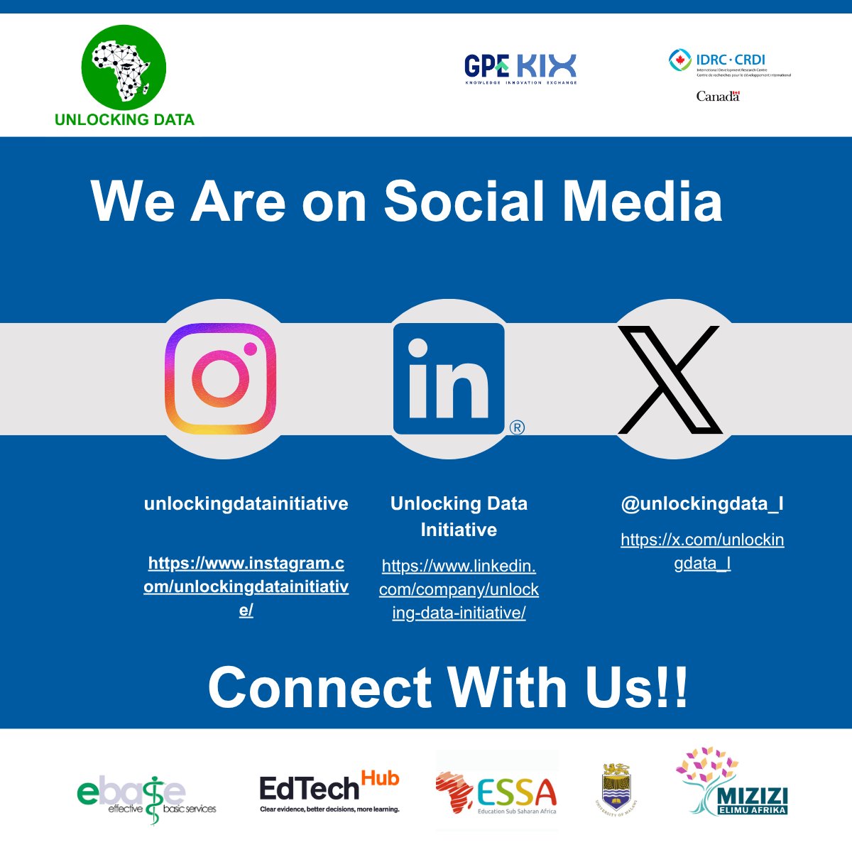 unlockingdata_I's tweet photo. We’re not new to the work, just new to the feed. Follow @unlockingdata_I on X. Sharing insights on #edData, evidence use &amp; local capacity building. Alongside @ebase_africa @GlobalEdTechHub @mizizielimu @unima_official &amp; ESSA we map gaps, share solutions to improve learning. https://t.co/ZqZIBjLfeO