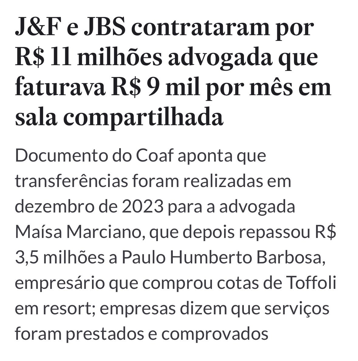 Diante dessas novas revelações gravíssimas, a omissão das instituições brasileiras se torna ainda mais explícita e inadmissível, em particular da PGR, do STF e da OAB.
 
A J&amp;F e a JBS, que confessaram um dos maiores esquemas de corrupção da história, depositaram R$ 11,5 milhões