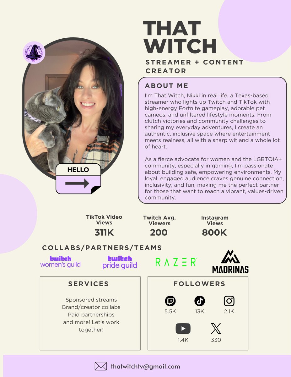 ThatWitchTV's tweet photo. Finally updated my media kit with April numbers! If you're a brand looking for creators, let's work together 🤝🏼
📧 thatwitchtv@gmail.com https://t.co/xZ5Nrf04DV