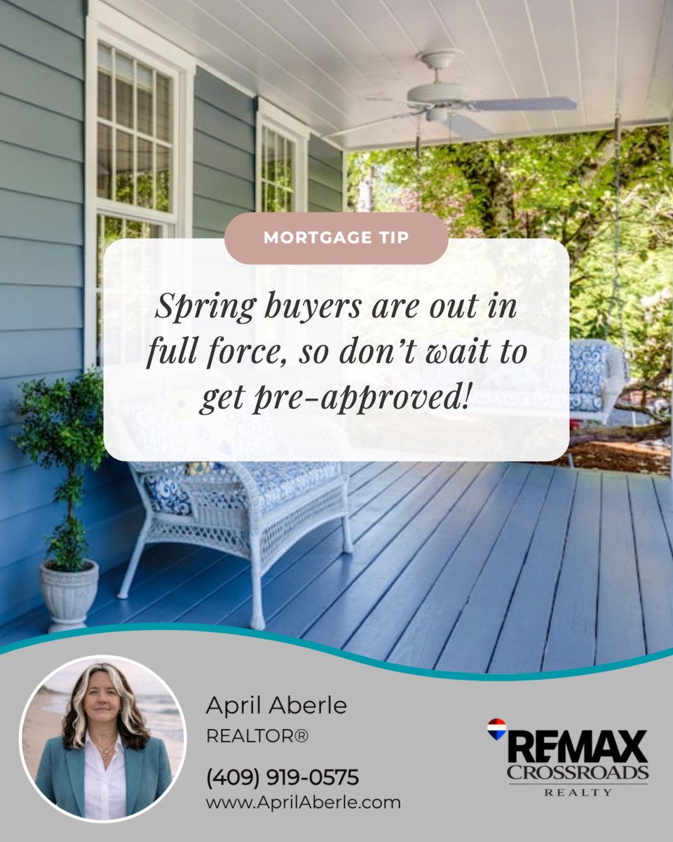 AprilAberle's tweet image. Spring Buyers Are Out in Full Force! 🌿🏡

If you're planning to purchase a home this spring, don’t wait to get pre-approved. A pre-approval not only helps you understand your budget but also gives you an edge over other buyers when making an offer.

#realtor #realestateagent