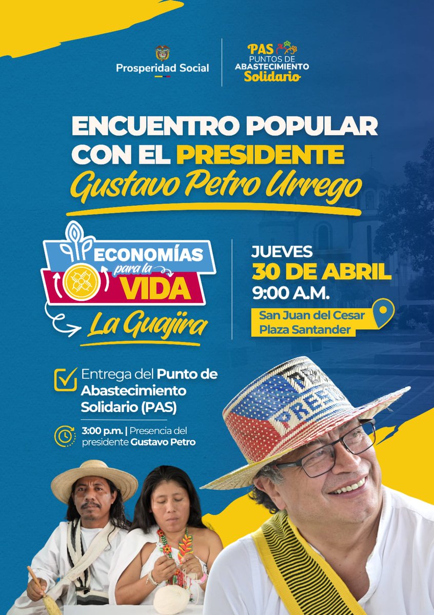 ¡En #LaGuajira el sol ilumina y convoca!
San Juan del Cesar será punto de encuentro de los pueblos indígenas, la alegría de los jóvenes y la fuerza tranquila de las comunidades que caminan su territorio a diario. Allí, donde la palabra se comparte y la esperanza se nombra en