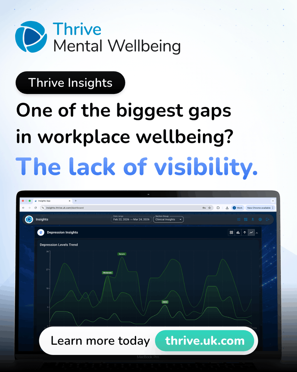 ThriveAppsUK's tweet photo. Unlock true workplace wellbeing: track stress trends, gain actionable insights, and make data-driven decisions for your team’s mental health. Discover how Thrive empowers your organisation. #WorkplaceWellbeing #MentalHealth #EmployeeSupport https://t.co/D1LVLWEYkY