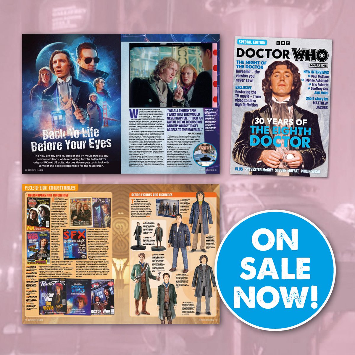 DWMtweets's tweet image. ON SALE NOW! Celebrating 30 years of the Eighth Doctor 💫

⭐️Doctor Who Magazine Special 73 revisits the iconic 1996 TV movie from Doctor Who and honours Paul McGann’s extraordinary era in the Tardis…

panini.co.uk/shp_gbr_en/doc… 

#dwmtweets #dwm #doctorwho