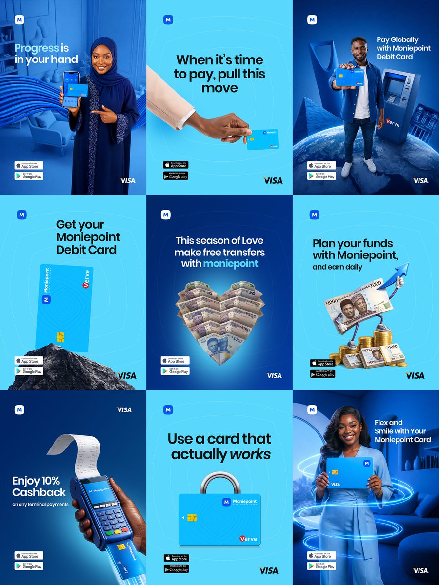 vsualverse's tweet photo. I crafted this designs for Moniepoint. @moniepointng

Of course, they don't have a visa card, I just came up with these.
Let me know you think in the comments.

Software: Adobe Photoshop CC + Image 2.0

#graphicdesign #moniepoint #SocialMediaDesign #flyerdesign https://t.co/Jt0DuVGzBr