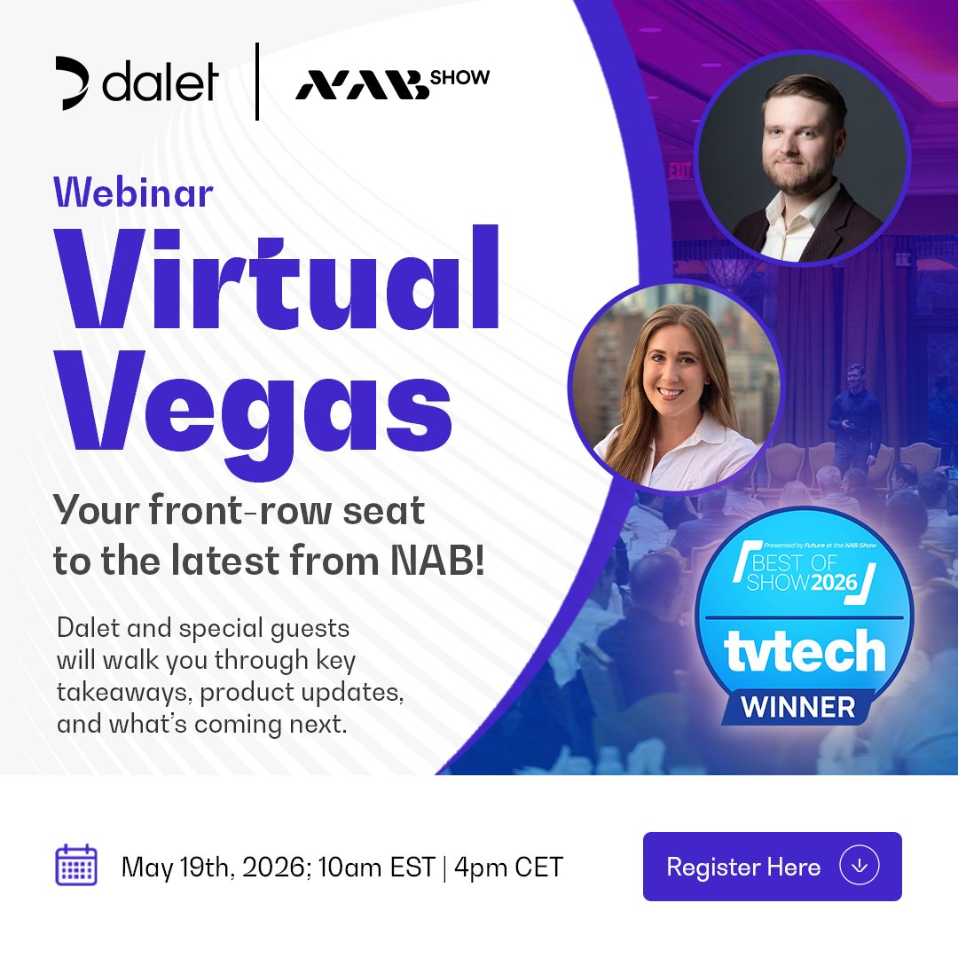 DaletTechnology's tweet image. 📍 NAB raised important questions.

Virtual Vegas is where we unpack them. Join us for a closer look at the trends, product innovation, and AI capabilities shaping modern media workflows.

Register now  👉 hubs.ly/Q04dL7cN0

#MediaWorkflows #NABShow #MediaTech