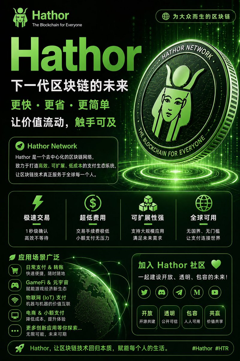 sqy8888's tweet image. Hathor：更快、更省、更简单 🚀
低手续费 + 高扩展性，真正面向落地应用

支付 / IoT / GameFi 全覆盖

被低估的潜力项目 👀

#Hathor #HTR #加密货币 #Web3