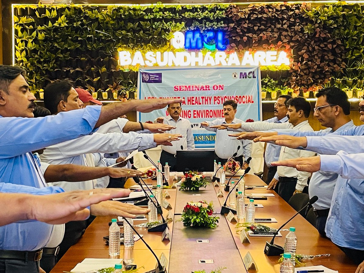 gmbasundhara's tweet image. Basundhara Area marked World Day for Safety &amp;amp; Health at Work (28 Apr 2026) with a seminar on “Healthy Psychosocial Work Environment.” Led by AGM P.B. Reddy &amp;amp; GM S.K. Sharma, with active participation from unions, contractors &amp;amp; HODs. #SafetyAtWork #HealthyWorkplace #MCL
