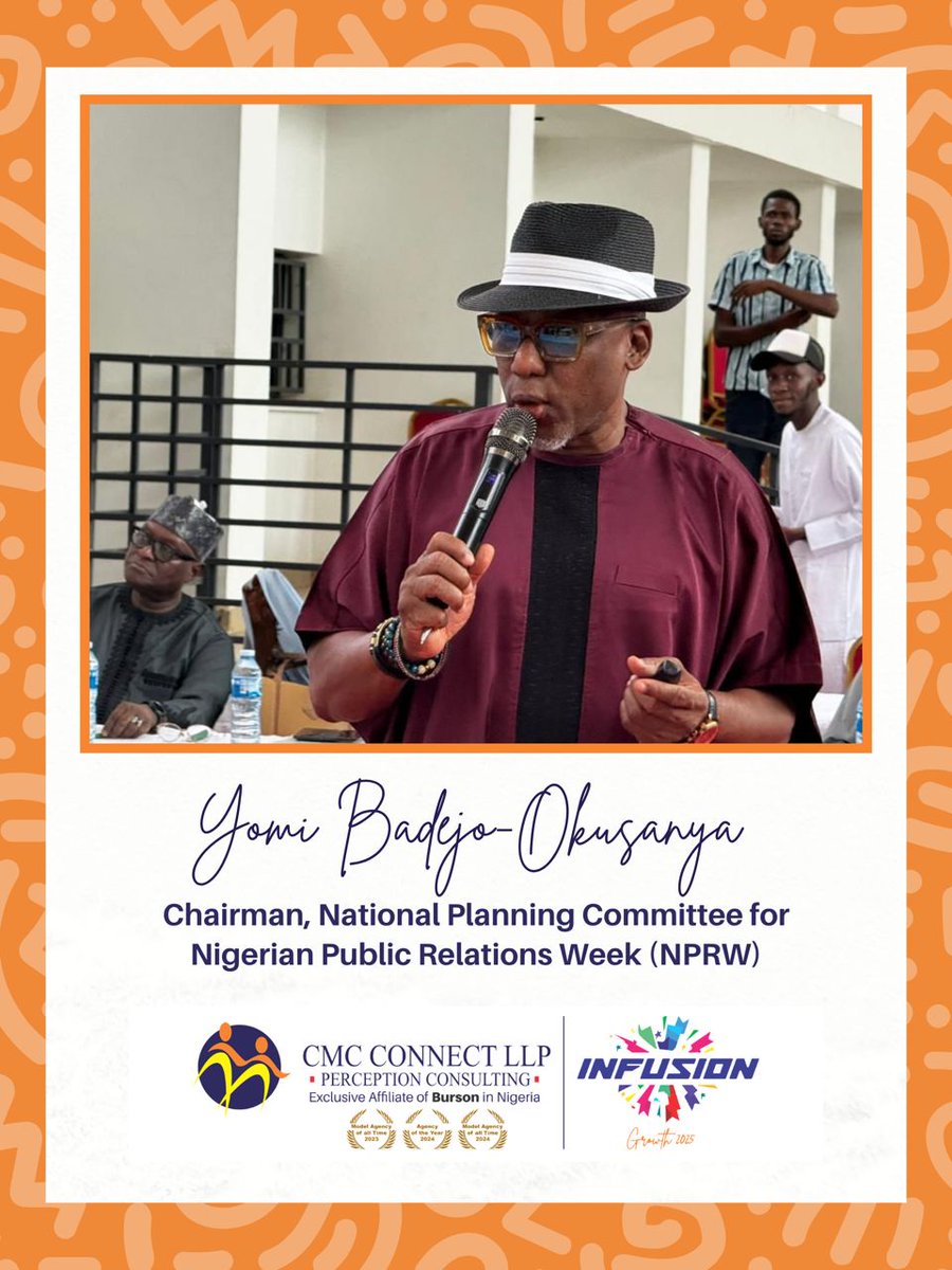 cmcconnect's tweet photo. We felicitate with our Lead Partner Yomi Badejo-Okusanya (YBO) on the successful completion of the #NPRWeek2026

As the three times consecutive Chairman, Planning Committee of the Nigeria Public Relations Week, we are exceptionally proud &amp; wish him greater achievements ahead. https://t.co/6Ci7EqHZic