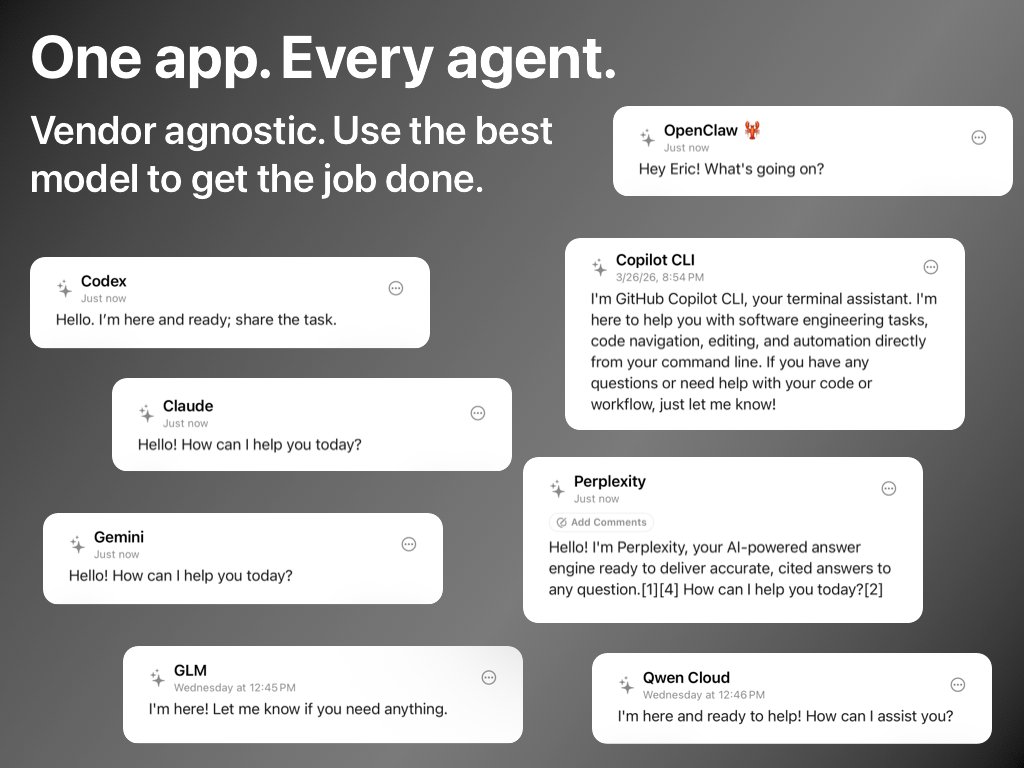 ecolesthedev's tweet photo. Why marry one provider? Remote Codetrol works with Claude, Codex, Copilot, Gemini, Ollama, GLM, MiniMax, OpenClaw — Kimi and Perplexity coming soon.

One vendor goes down? Add another agent to your session and keep the work rolling.

https://t.co/iQOZ1JowAD https://t.co/BLKSUayqQS