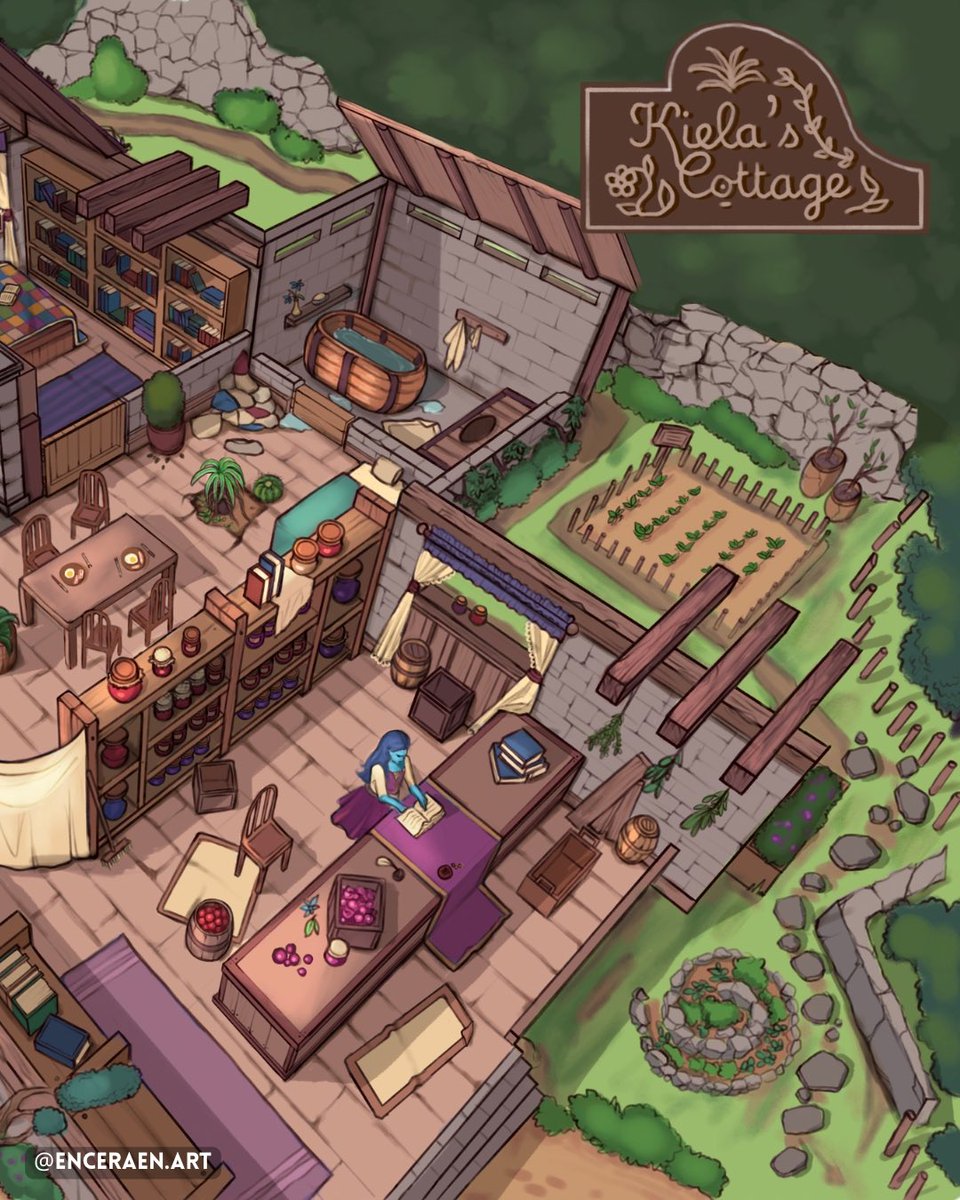 enceraen's tweet photo. Kiela’s Cottage from The Spellshop - Cutaway Illustration

I couldn’t resist bringing this space to life after finishing the book 💙 

I don’t really post here anymore, so if you see this, come follow me on Instagram (https://t.co/qtUcGMaJQm)! #cozyfantasy #thespellshop https://t.co/OvKdQXSmFd