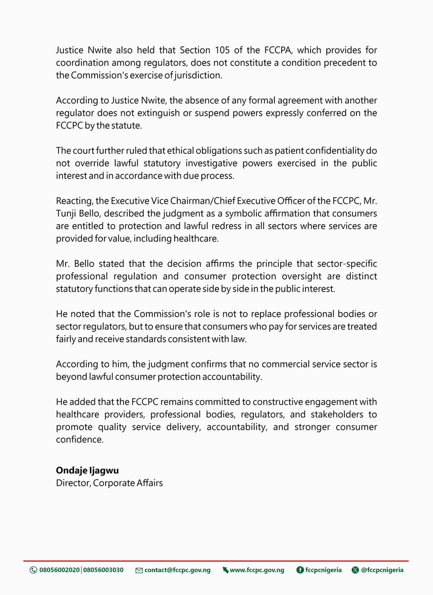 FCCPC Nigeria tweet media