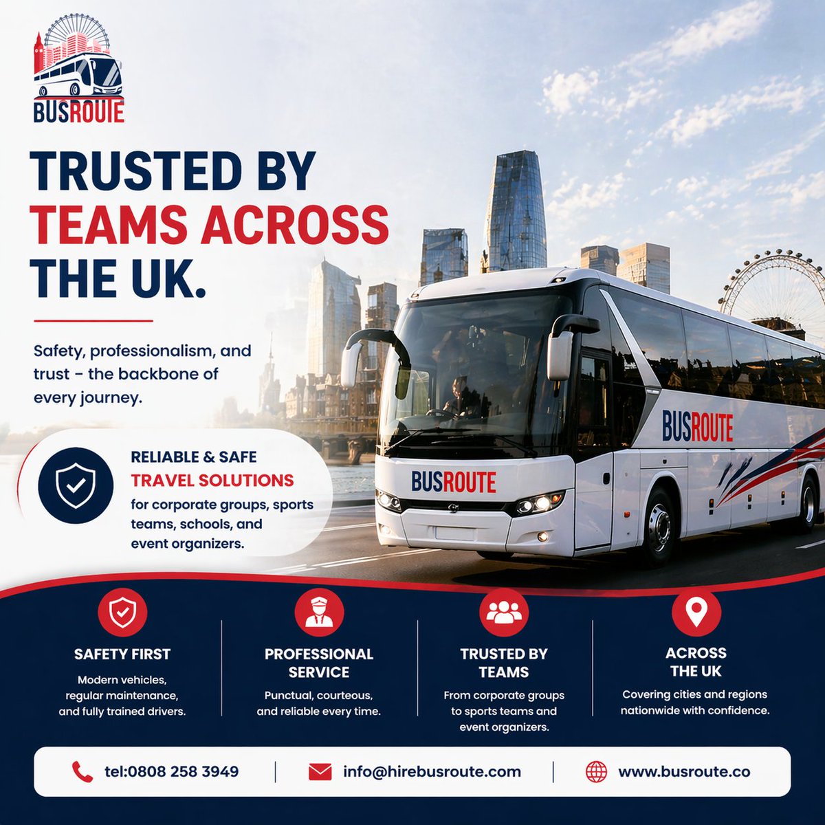 Busrouteltd's tweet image. Trusted travel across the UK 🇬🇧🚍

Whether it’s a family trip, day out, or airport transfer, BusRoute makes group travel easy, safe &amp;amp; stress-free.

📞 0808 258 3949
🌐 busroute.co

#BusRoute #UKTravel #GroupTravel #CoachHire #FamilyTravel #SafeTravel #TravelTogether