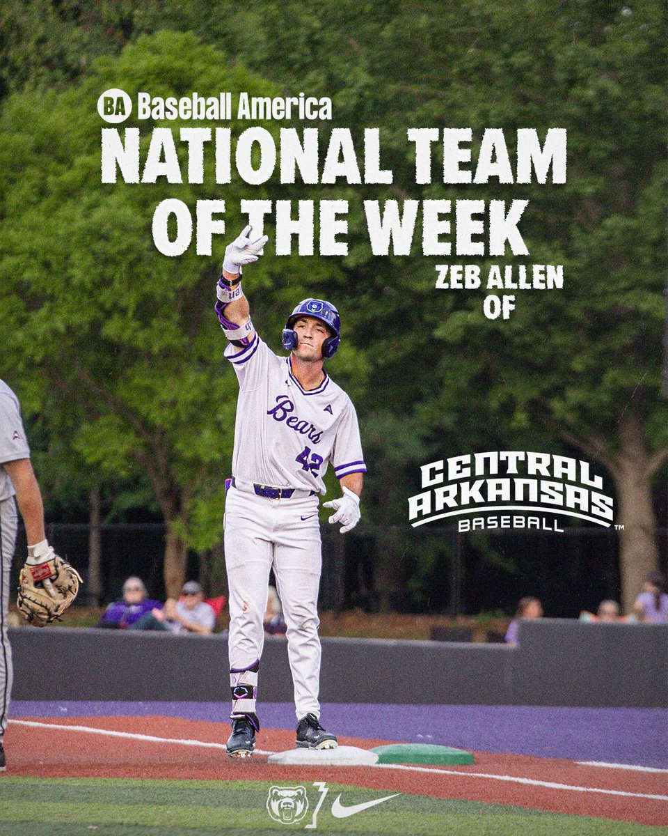 UCABearBaseball's tweet photo. 𝑵𝒂𝒕𝒊𝒐𝒏𝒂𝒍 𝑻𝒆𝒂𝒎 𝒐𝒇 𝒕𝒉𝒆 𝑾𝒆𝒆𝒌 - 𝒁𝒆𝒃 𝑨𝒍𝒍𝒆𝒏

#BearClawsUp x #FightFinishFaith https://t.co/OKRnclaclc