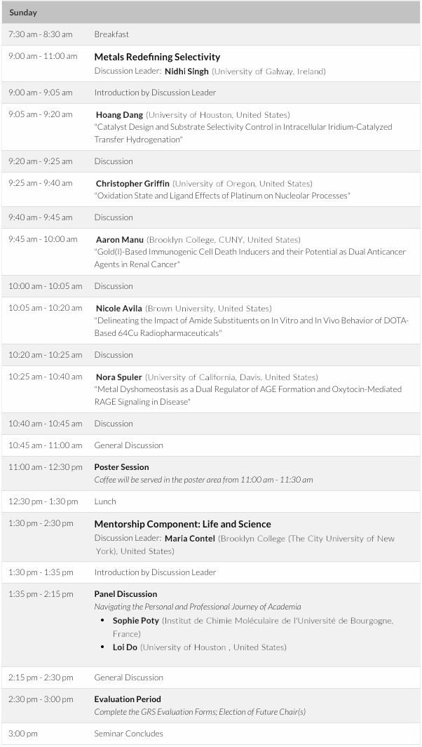 _Southwell's tweet photo. @KanishkSikligar and I are pleased to release the final program for the upcoming Metals in Medicine GRS event! 💊 🧫 🧪 Which includes @Jeannine__Hess as our keynote!

This is directly before the parent GRC, chaired by @ContelLab and @GasserGroup .  

See you in June! ☀️ https://t.co/u8n21F7HSS