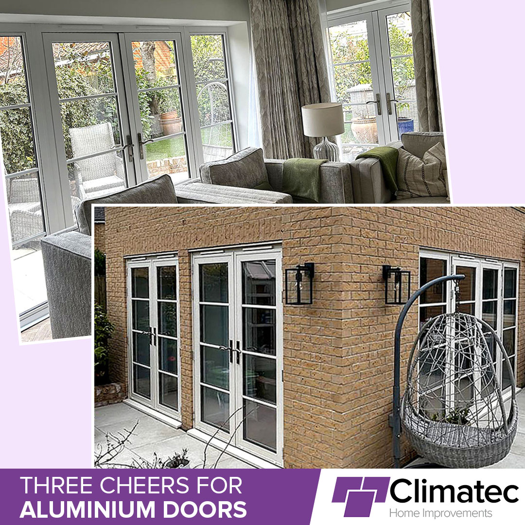 ClimatecHI's tweet photo. Not just one set of aluminium French doors for the back of this home, but three! Stylish &amp; sleek &amp; finished to the customer's requirement - RAL1013T Oyster White on the outside &amp; a textured RAL910 Pure White inside.
Contact the team with your requirements today!
#essexhomes https://t.co/WeOKTU87Au