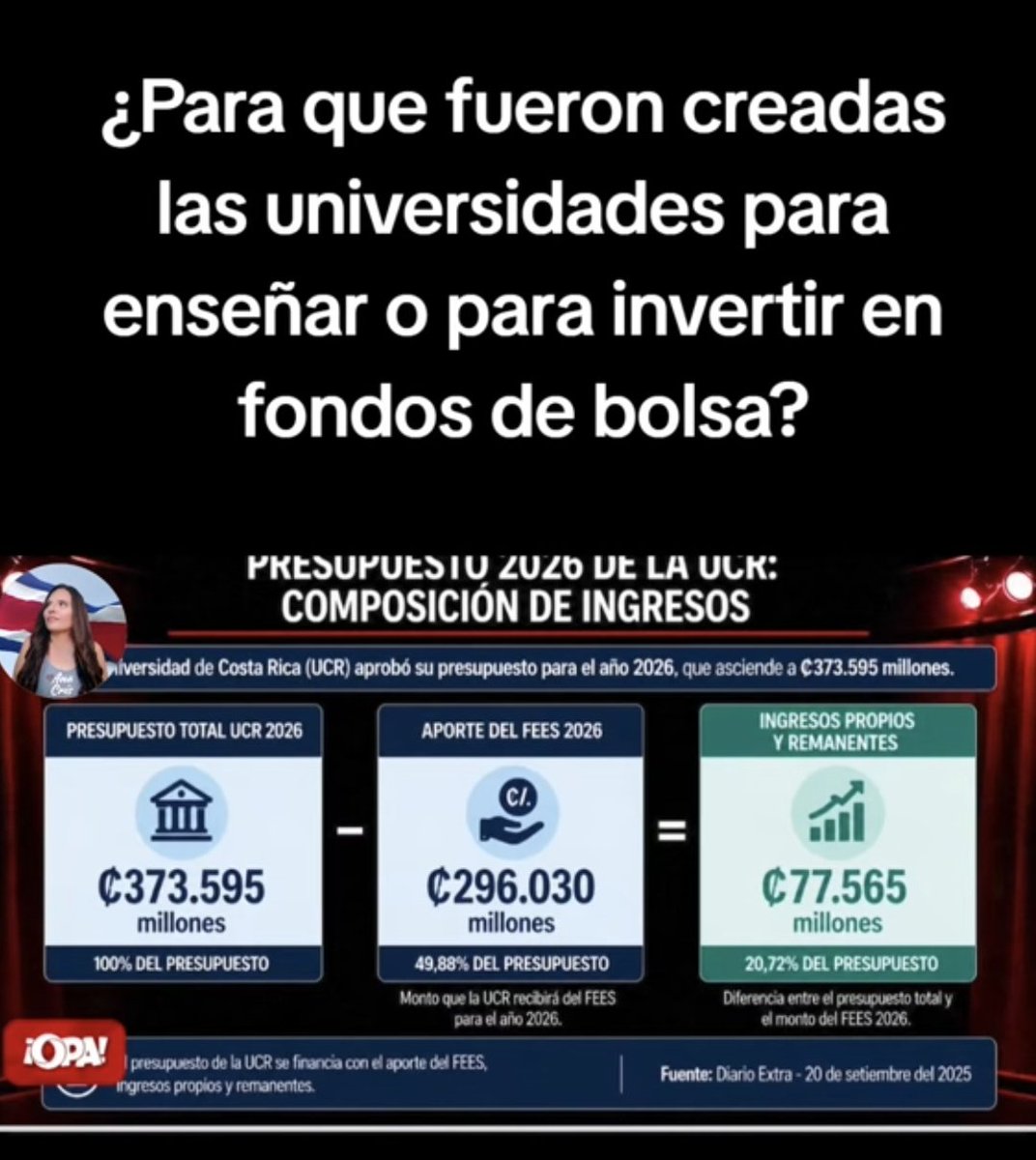 ¿Cómo es eso de que la UCR está capitalizando mientras tiene la infraestructura atrapada en 1960 y a los estudiantes con becas miserables? ¿Qué negocio es ese?