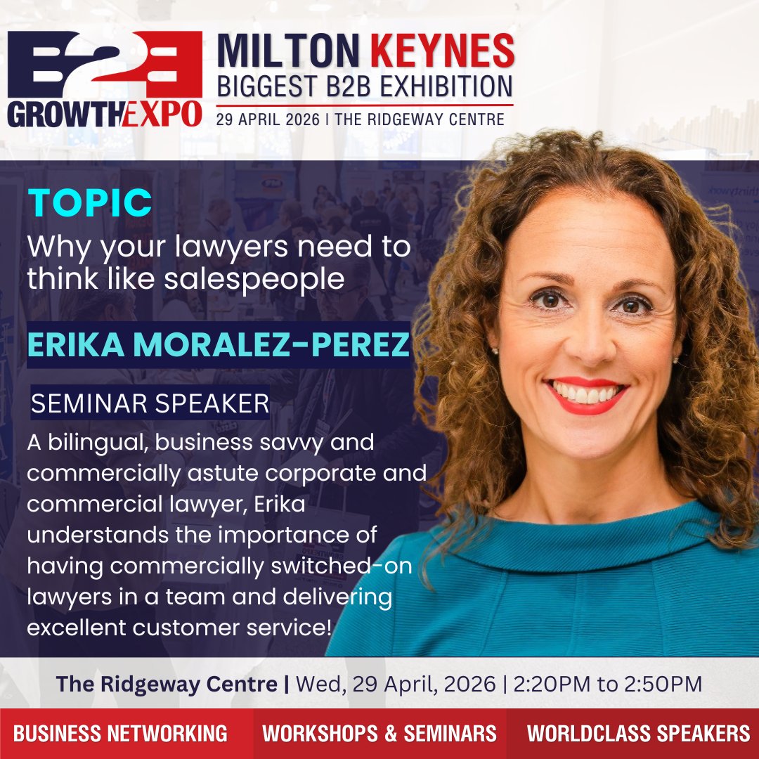 B2BGrowthExpo's tweet image. Join us at the Milton Keynes B2B Growth Expo! 🎤✨

🗣 Speaker: Erika Moralez-Perez, CEO and Commercial Lawyer at Iconos Group Limited 
📅 Date: 29 April, 2026
📍 Venue: The Ridgeway Centre

Check the comments to secure your tickets now.

#MiltonKeynesB2BGrowthExpo #Exhibition