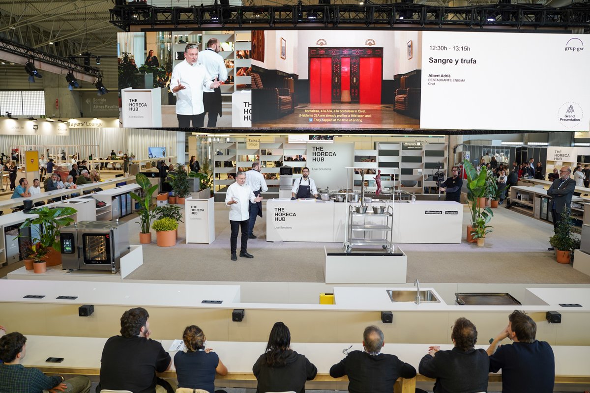 Hostelcobcn's tweet photo. “Sangre y trufa”, con Albert Adrià y Toni Massanés: producto, tradición y técnica desde la raíz.
Una mirada directa a la esencia y evolución de la cocina.
#Alimentaria2026 #Hostelco2026 #ThePowerOfSynergy https://t.co/hhpeTmGaud