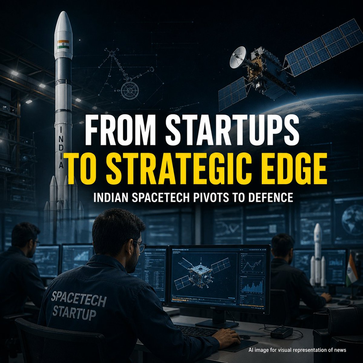 IndianDefenceT's tweet image. Indian spacetech startups are shifting from commercial markets to defence, driven by geopolitical tensions and slow adoption, as government contracts offer faster payments, stable revenues, and strategic growth opportunities.

#Spacetech #DefenceIndustry #IndianStartups