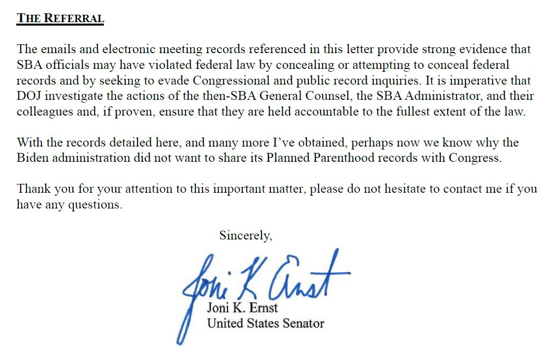 Since serving in the Senate, SBA Administrator and friend <a href="/KLoeffler/">Kelly Loeffler</a> has looked into SBA’s $90+ million handout to Planned Parenthood. I asked <a href="/SBAgov/">SBA</a> to pull all SBA records with the “Benghazi” codeword in them.

Now we know why the Biden administration didn’t want to share its