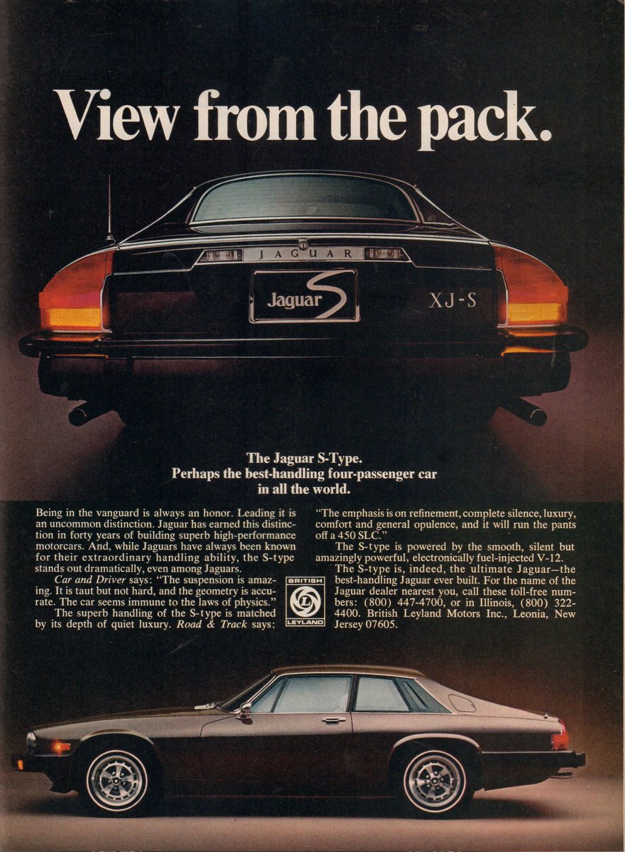 Retromania4ever's tweet image. 🇬🇧 1977 #British Leyland #Jaguar S-Type #Advertisement