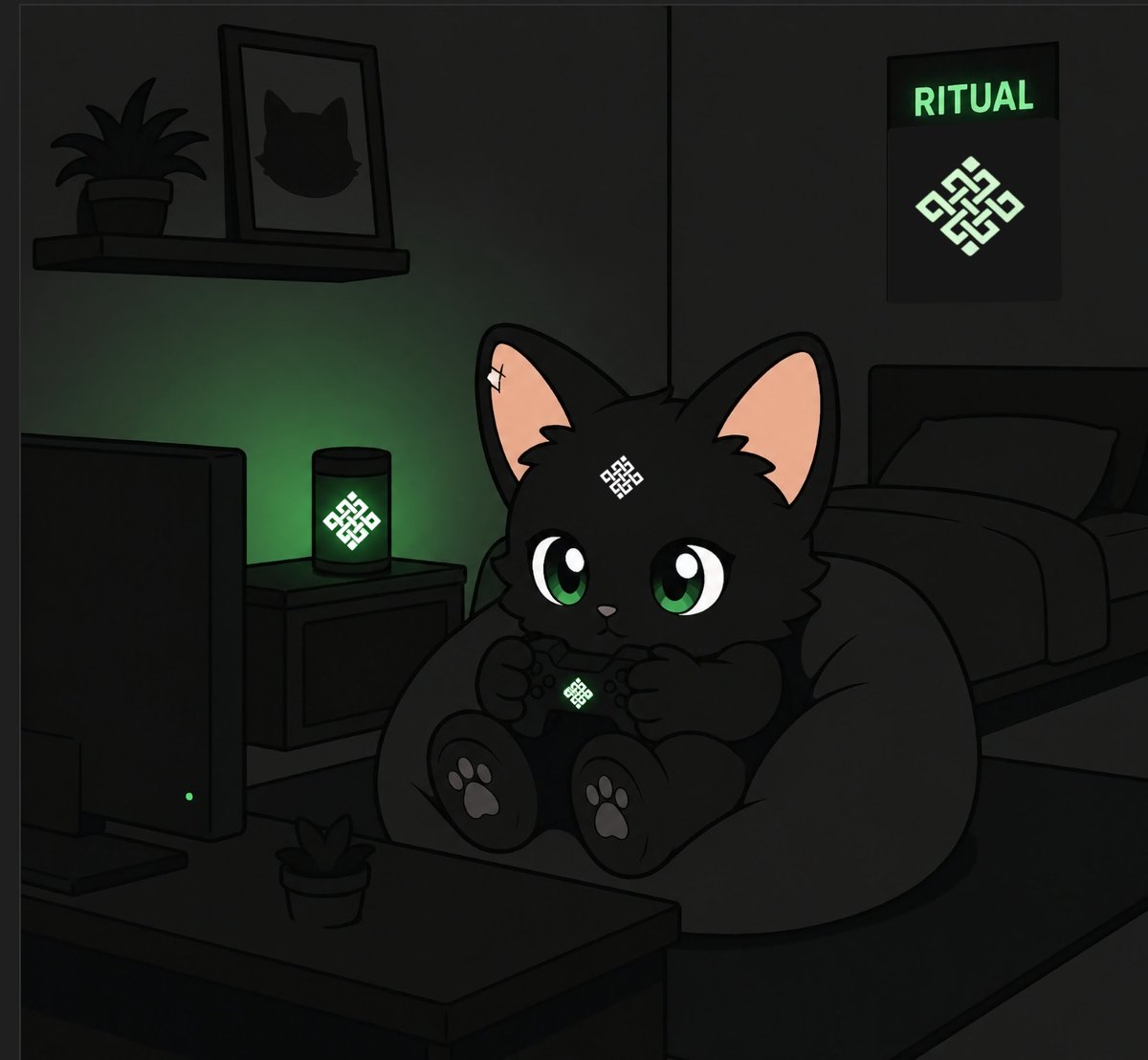 BKimetsa17's tweet photo. siggy officially in enjoy-the-weekend mode, green glow on, snacks ready, and @ritualnet vibes flowing all night while the world slows down and the grind quietly turns into pure fun 

Gritual
@joshsimenhoff 
@0xMadScientist 
@dunken9718 
@Jez_Cryptoz https://t.co/Wr8CICkjXU