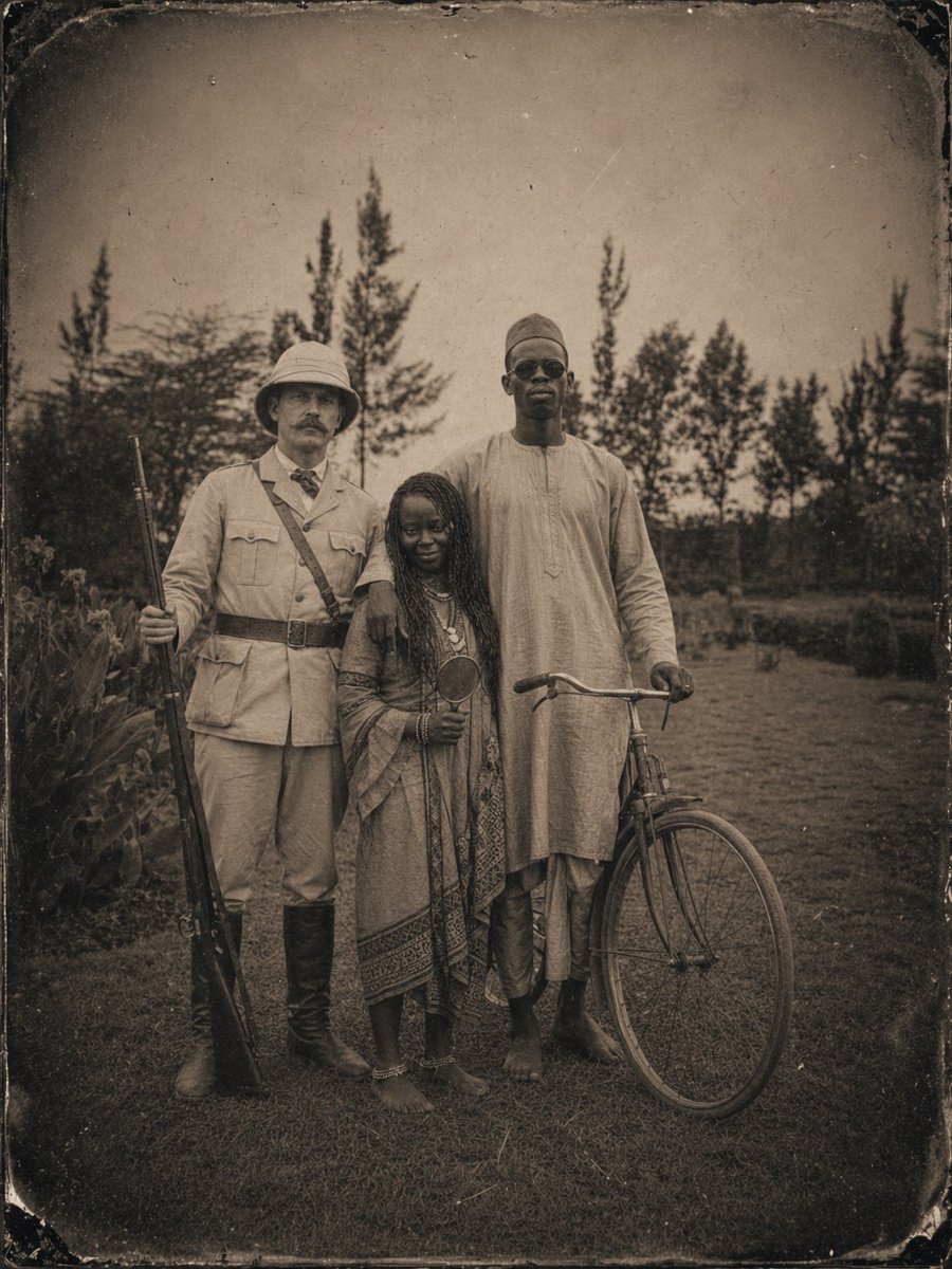 Nganga_one's tweet photo. @SomoinaKapeen @evenmaina @polo_kimanii Chief Kivoi and Prophetess Syokimau after meeting Johann Rebmann in the Mavoko area in 1882. In recognition of their cooperation, they were presented with a bicycle and a mirror. https://t.co/33HJnyhI7n