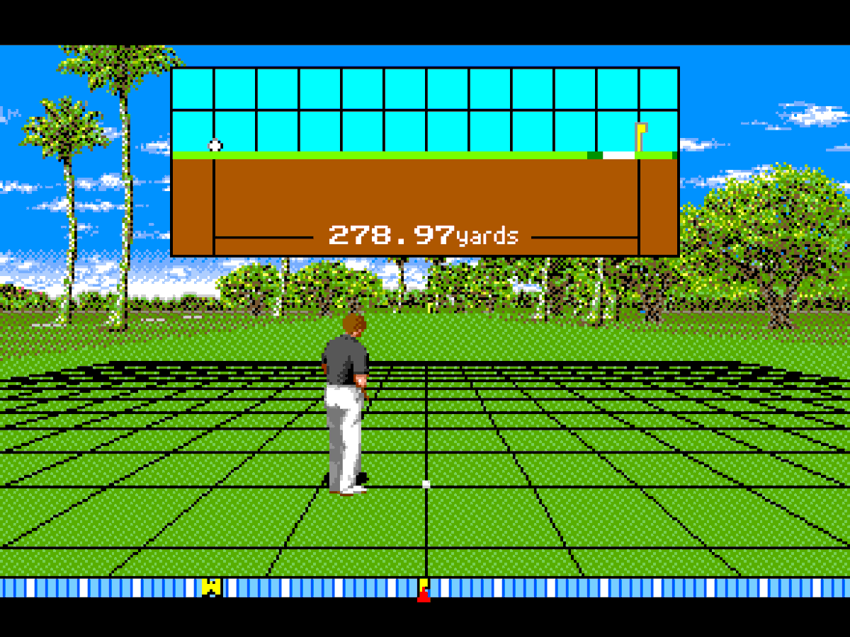 gingerbeardman's tweet image. How to check my terrain modifier is working correctly? Flatten the whole course, of course. 🫓👌🗿

#romhack #sega #megadrive #genesis #tesoft #new3dgolfsimulation #golf #flatearth