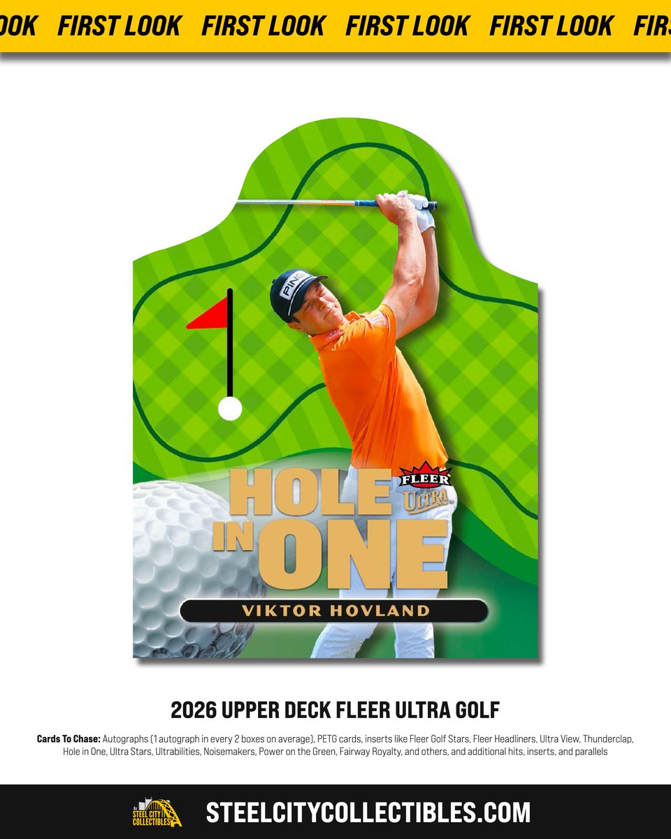 SCCTradingCards's tweet photo. Here's your FIRST LOOK at 2026 Upper Deck Fleer Ultra Golf 👀