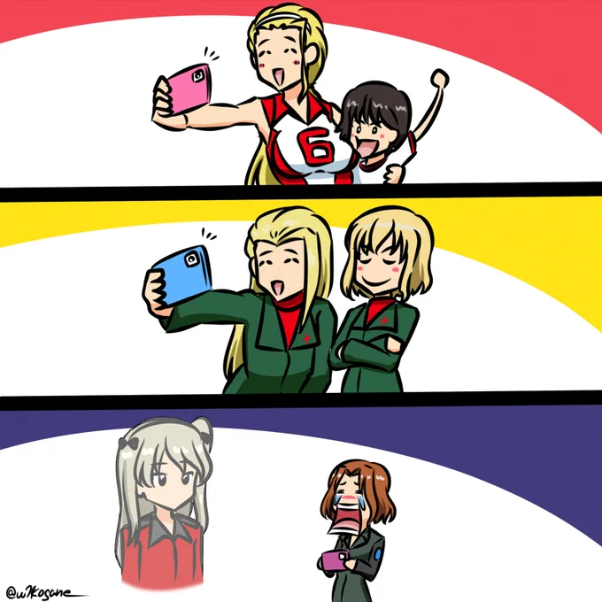 ちびっこリーダーとツーショット📸
#ガルパン版深夜のお絵描き60分一本勝負 
#ガルパン版深夜のお絵描き60分一本勝負_20260428
お題「佐々木あけび」「クラーラ」「アズミ」 