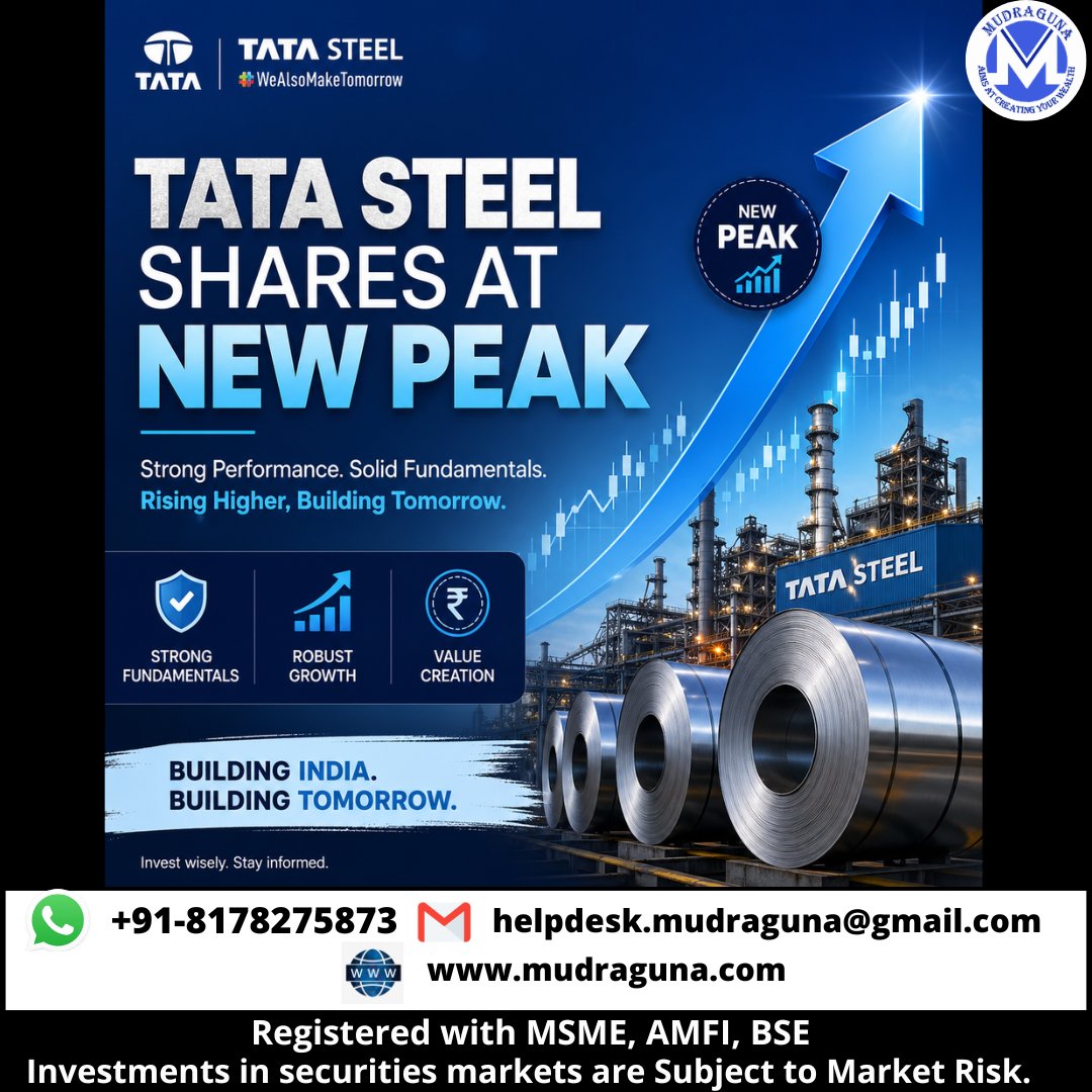 MudragunaF's tweet image. 🚨📊 Tata Steel shares at new peak.
Tata Steel shares were trading at Rs 216.75, up Rs 3.48, or 1.63%, on the day. The stock opened at Rs 213.20 and moved between an intraday low of Rs 212.20 and a high of Rs 218.24.
#mudraguna #IndiaNews #TataSteel #NIFTYMETAL #stockmarket