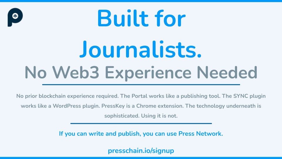 Press_Chain's tweet image. 🗞️ Most journalists avoid Web3 because it feels complicated and It shouldn’t be.

PressChain lets you write and publish like you already do, with ownership and earning built in. If you can publish, you can use PressChain.

presschain.io/#waitlist

#presschain #journalism #writers