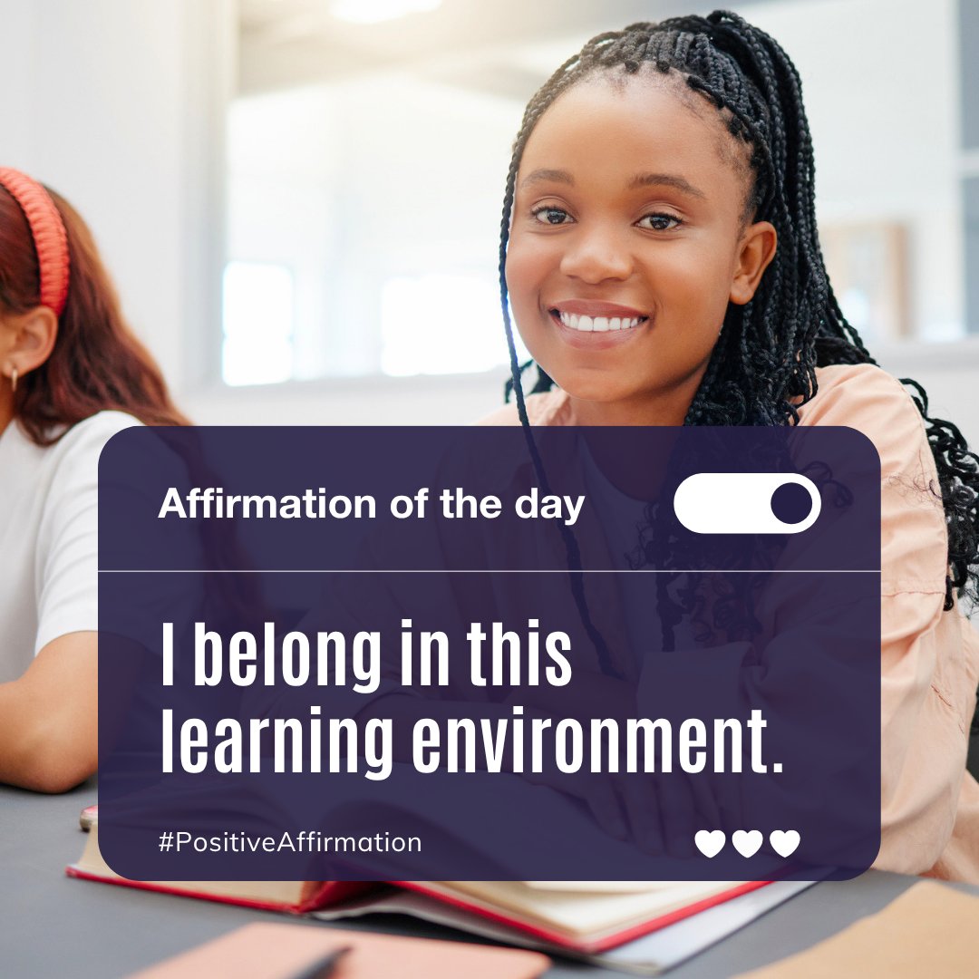 DiscCommCollege's tweet image. A reminder for today 💫 Feeling like you belong can make a big difference in how you learn and grow. Keep showing up for yourself, one step at a time. #PositiveMindset
