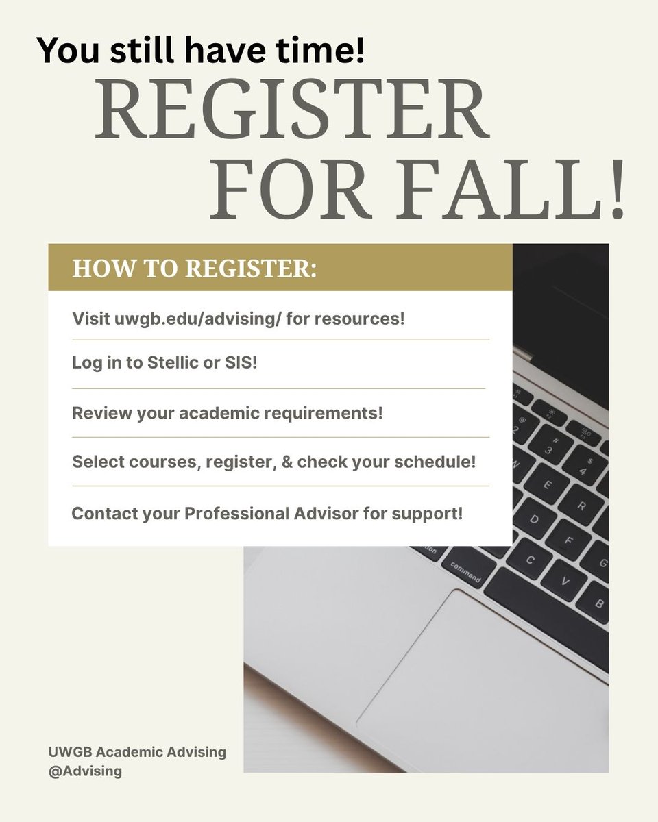 advising's tweet photo. Remember to register for fall classes to secure your seat and stay on track with your academic goals! Contact your Professional Advisor if you need help navigating the registration process. https://t.co/4ZX0Xdy8j3
