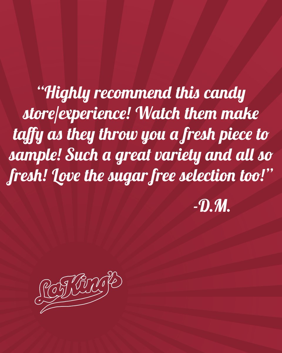 lakingscandy's tweet photo. Sweet treats and sweet memories 🍬✨ We love hearing experiences like this! From fresh, hand-pulled taffy to a huge variety of goodies (including sugar-free options!), there’s something for everyone to enjoy.

#LaKingsConfectionery #LaKingsGalveston #GalvestonTX https://t.co/wo6NYatUNA